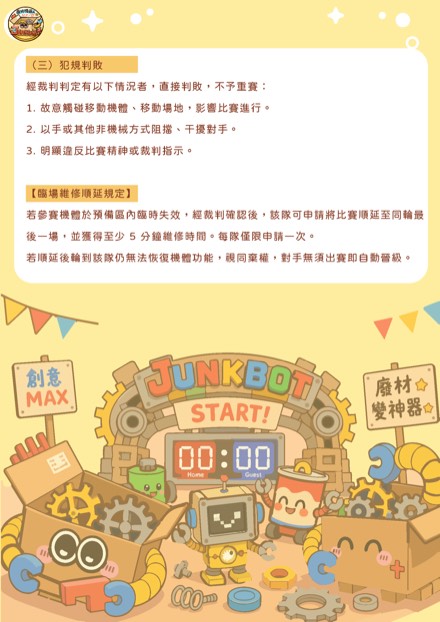 簡章第9頁・犯規判敗與臨場維修